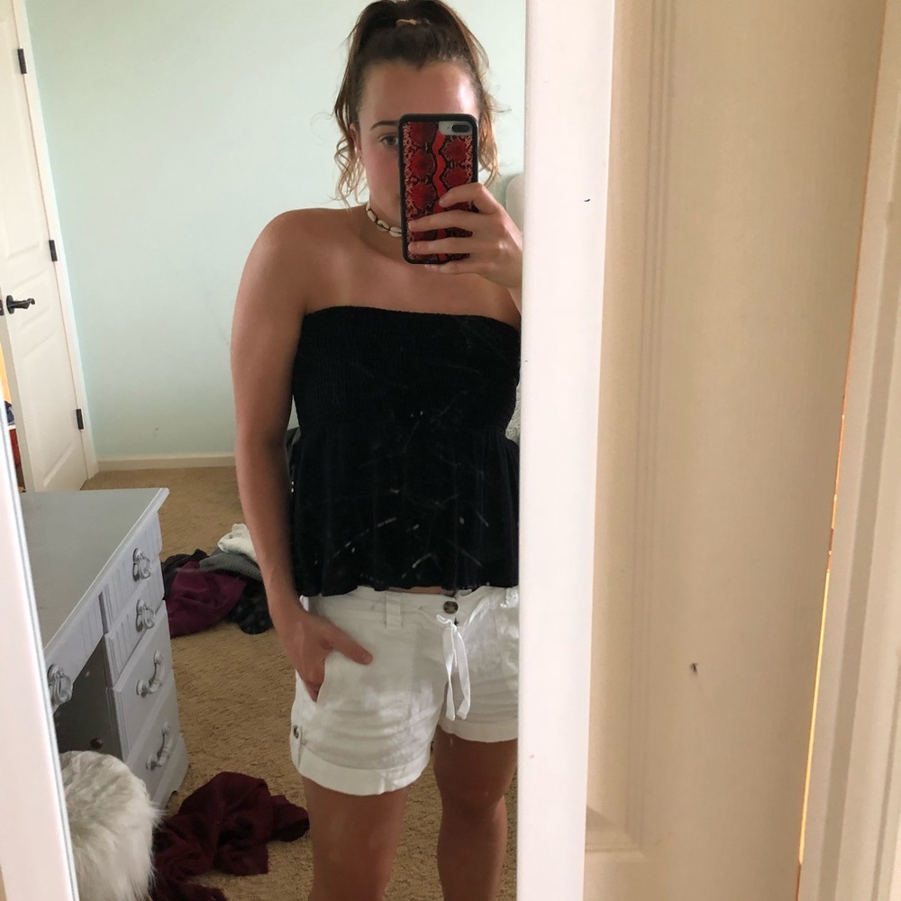 Black tube top with a flowy bottom
